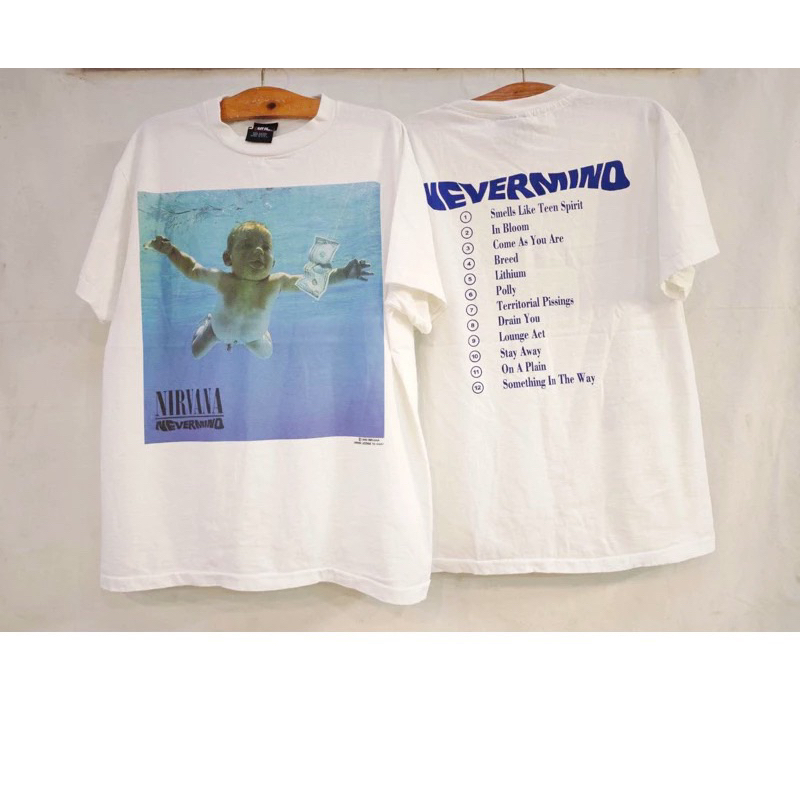 เสื้อยืดNIRVANA NEVERMIND @1992 ปกอัลบั้ม เด็กเก็บแบงค์  เสื้อทัวร์ วงร๊อค เสื้อวง ป้ายgiant