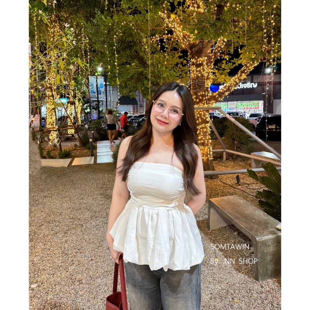 NNS 5593 เกาะอกทรงบอลลูนสม็อคหลัง งานเนี๊ยบบบบสวยมาก ใส่แล้วดูแพงหรู เท่ห์ก็ได้ หวานก็ดี ใส่กับอะไรก็