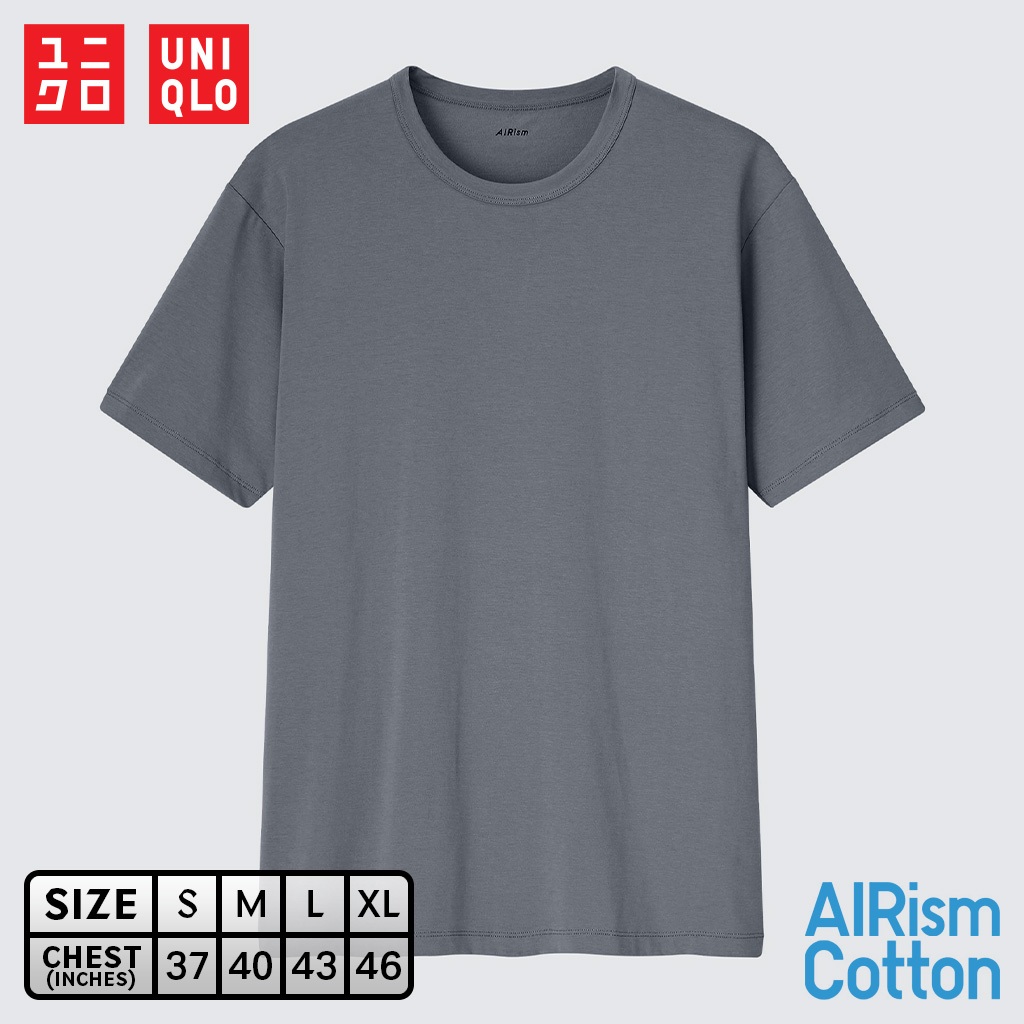 เสื้อยืดแขนสั้น Uniqlo AIRism Cotton - 07 Gray