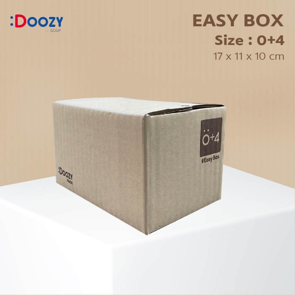 Easy Box กล่องไปรษณีย์ ขนาด 0+4 (11x17x10 ซม.) แพ็ค 20 ใบ กล่องพัสดุ กล่องฝาชน Doozy Pack