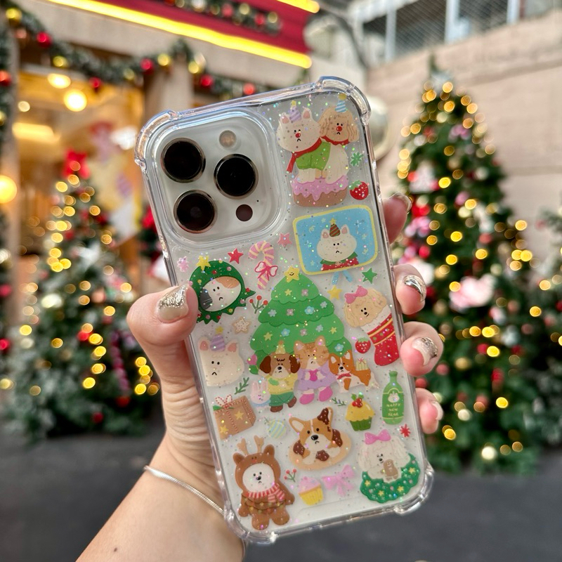 Christmas Party น้องหมา โยคะ ลายใหม่ ใส เคลือบกลิต