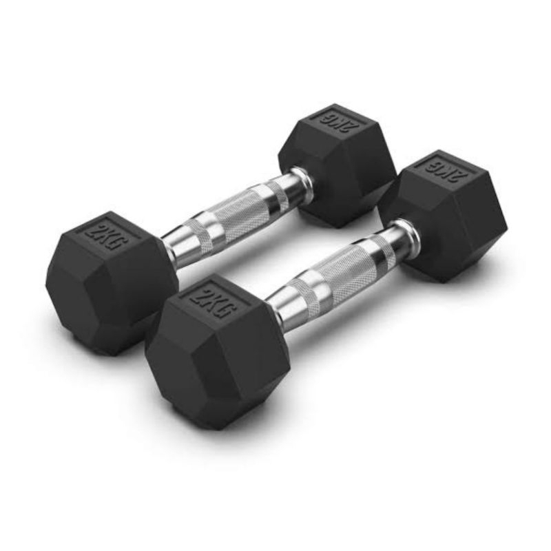 ดัมเบลยางหกเหลี่ยม Hex Rubber dumbbells 1KG(1Pair)