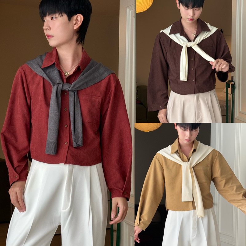 Snow Shirt เสื้อเชิตผ้ากำมะหยี่พร้อมผ้าคลุมไหล่