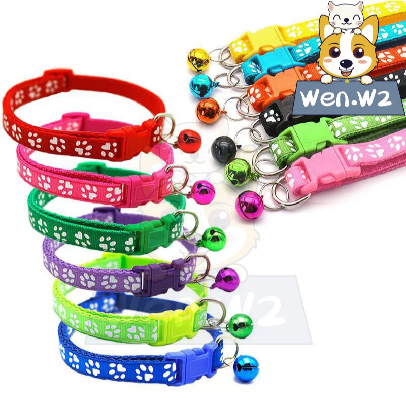 wen.W2 ปลอกคอสัตว์ มีกระดิ่งปรับได้ ปลอกคอแมว สุนัข กระดิ่งแมว