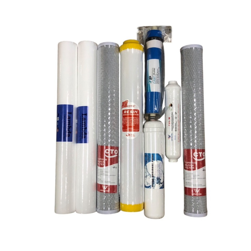 ชุดไส้กรองตู้น้ำ 8 ขั้นตอน(PP20"5M 2 แท่ง + CTO20" + RS20"+ Post PP 12" + RO150G +Post 10" + CTO20")