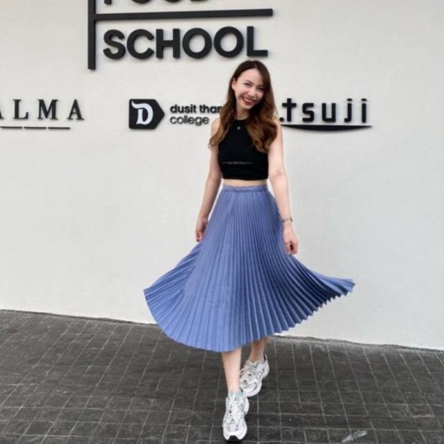 Pleated maxi skirt กระโปรงพลีทยาว งานซิป 4 ไซส์ น่ารักมาก