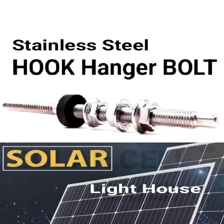 Hook Hanger Bolt สกรูสแตนเลส M10 *200mm เจาะยึดหลังคากระเบื้องลอนคู่ อุปกรณ์โซล่าเซลล์