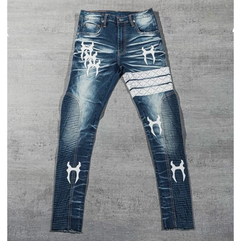 พร้อมส่ง ของแท้💯 กางเกงยีนส์ Holdem Blue Washed Biker Jeans 2024