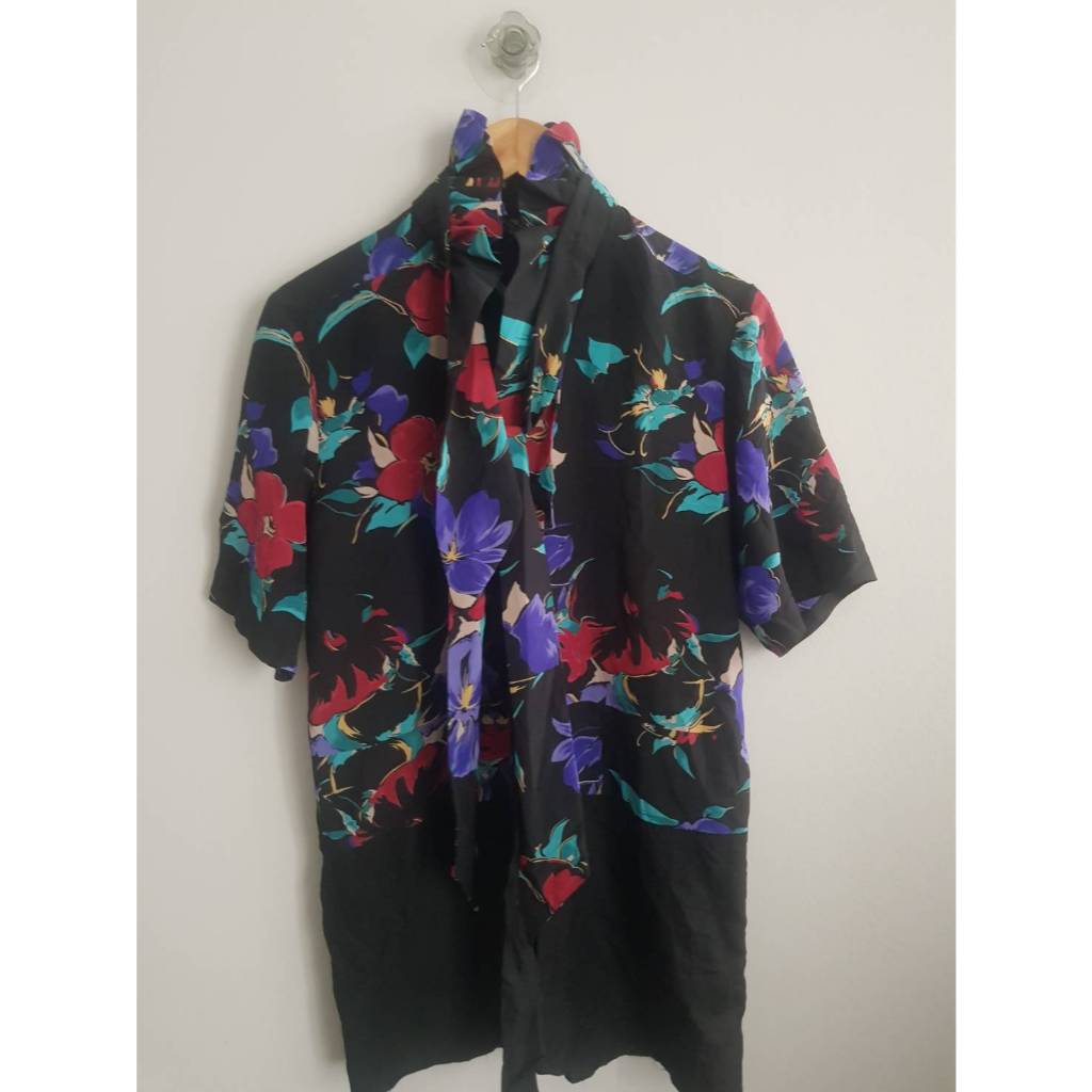 BKL-เสื้อผ้าโพลีคอปีนผูกโบว์ที่คอชายเสื้อตัด 36/30