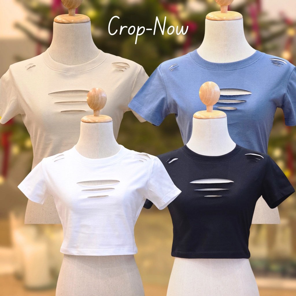 Crop-now ครอปเเต่งขาด เซอร์ๆ เเมทซ์ง่าย มี 4 สี