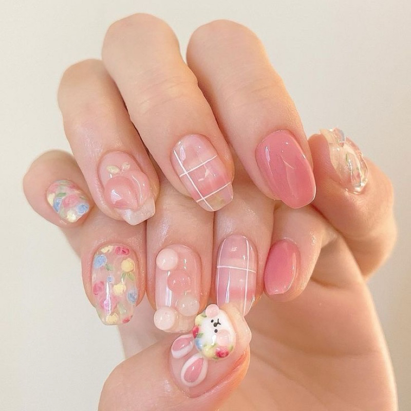 ✨ เล็บ ‼️เจลเพ้นท์สำเร็จรูป PVC เล็บปลอมน่ารักสุดเกาหลี ✨