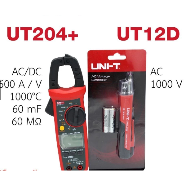 UNI-T 204 คู่ 12D คลิปแอมป์ UT204+ คู่กับ ปากกาเช็คไฟมีเสียง UT12D-ROW กิ๊ปแอมป์ ลองไฟนอกสาย 204+ 12