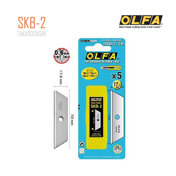 ใบมีดคัตเตอร์ชนิดพิเศษ OLFA โอฟ่า SKB-2 สแตนเลสผสม ขนาด 17.5 มม.