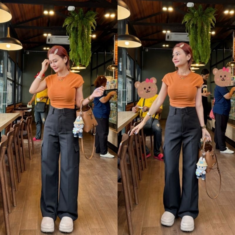 กางเกงคาโก้กระบอกกลาง