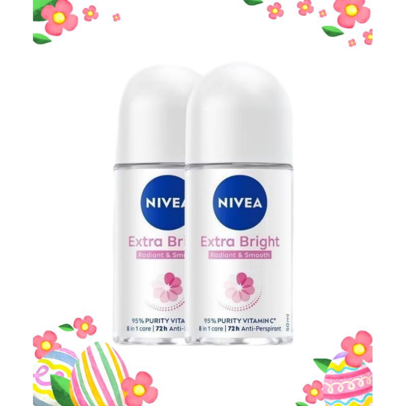 Nivea Extra Bright Roll On นีเวีย เอ็กซ์ตร้า ไบรท์ โรลออน สำหรับผู้หญิง 50 มล. 2 ชิ้น
