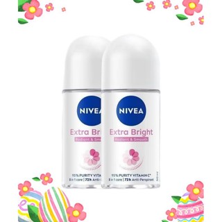 Nivea Extra Bright Roll On นีเวีย เอ็กซ์ตร้า ไบรท์ โรลออน สำหรับผู้หญิง 50 มล. 2 ชิ้น