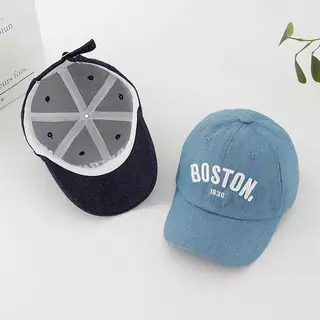 [พร้อมส่ง] หมวกเด็ก 1ปี - 5ปี รอบหัว:50-52 cm. หมวกแก๊ป (Cap) ผ้ายีนส์ ปักอักษร BOSTON 1630 หมวกสำหรับเด็กใส่กันแดด