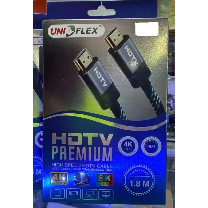 Cable HDTV 4K V.2.0 M/M (1.8M) UNIFLEK สายถัก High-Definition Multimedia Interface 4K Ultra HD Resol