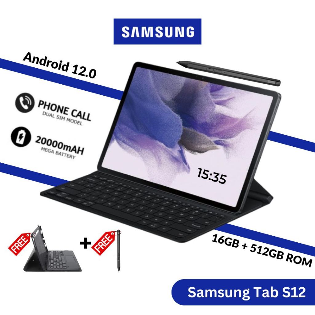 Samsung Galaxy Tablet S12 {16GB RAM + 512GB ROM} Smart Tablet Android Tablet รับประกัน 5 ปี