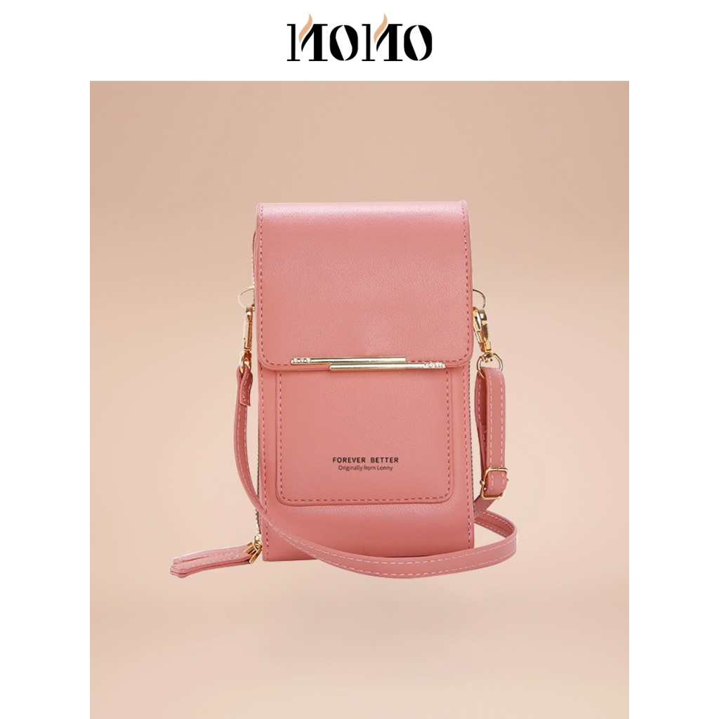 MOMO กระเป๋าโทรศัพท์ใหม่ ช่วงเอียงได้ แฟชั่นสตรีแฟชั่นกระเป๋าถือ หน้าจอสัมผัสความจุขนาดใหญ่ คีย์การเปลี่ยนแปลงเอกสารบัตร