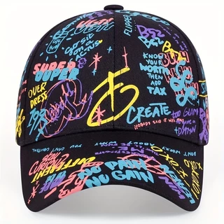 อินเทรนด์รูปแบบ Graffiti เบสบอลหมวกสีดำสีขาว Trucker หมวกสำหรับผู้ชายผู้หญิงฤดูร้อนตกปลา Snapback หมวกผ้าฝ้ายเบสบอลหมวก
