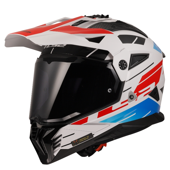 LS2 Helmets MX702 Pioneer II Namib White Blue Red - หมวกกันน็อคทัวร์ริ่งแอดเวนเจอร์