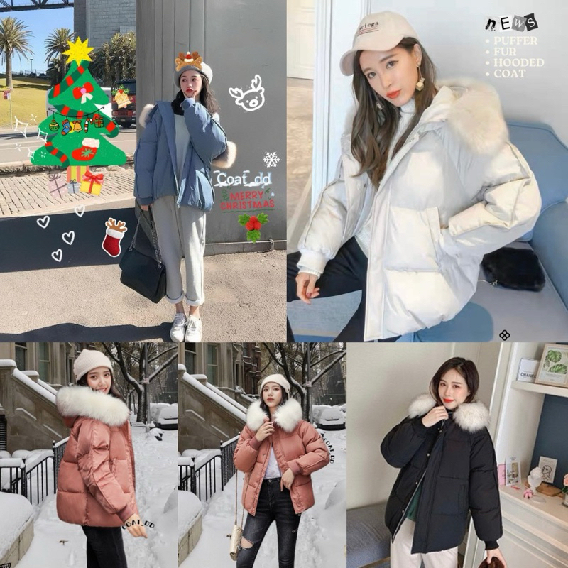 DD(no.30)❄️☃️ PUFFER FUR HOODIE COAT❄️☃️ แพลนหิมะ สกี ต้องมีติดกระเป๋านะคะ แจ็คเก็ตโค้ทเฟอร์ ฮู้ดขนฟ