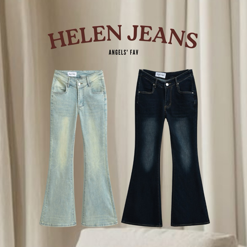 ANGELS.FAV♥︎ | กางเกงยีนส์เอววี รุ่น Helen ใส่แล้วหุ่นสวย ขายาว ผ้าหนาไม่บาง 🥂🍒