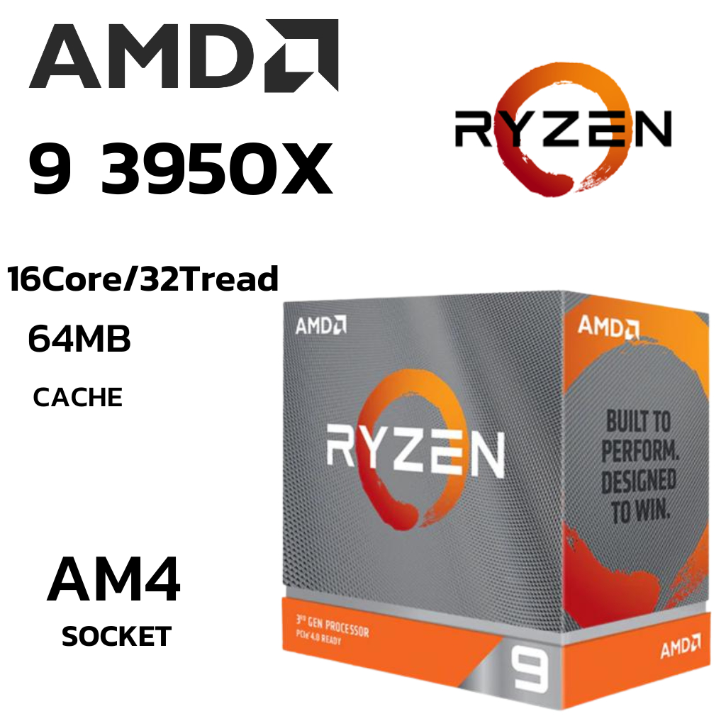 CPU (ซีพียู) AMD RYZEN 9 3950X BestCloK 3.5 GHz Turbo 4.7GHz (SOCKET AM4)
