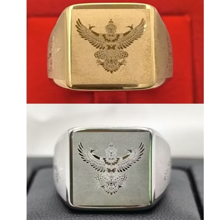 แหวนสแตนเลสยิงเลเซอร์พญาครุฑ ถ้าดำรับคืนทุกกรณี ใส่เสริมดวงเสริมบารมีให้ดียิ่งๆขึ้นไป