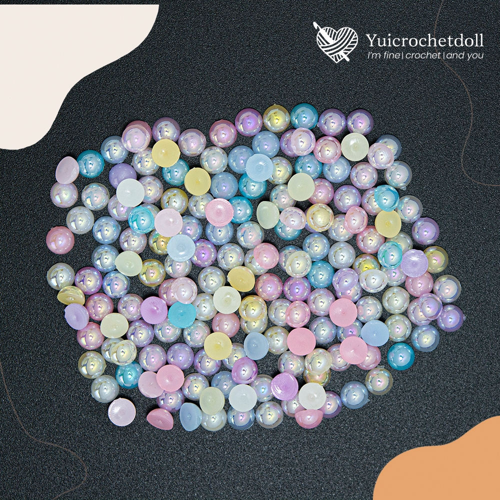 มุกครึ่งซีก โทนสีพาสเทล ขนาด 5 มิล เคลือบรุ้ง เงาสวย ใช้ตกแต่งงานฝีมือ DIY Craft╭♥