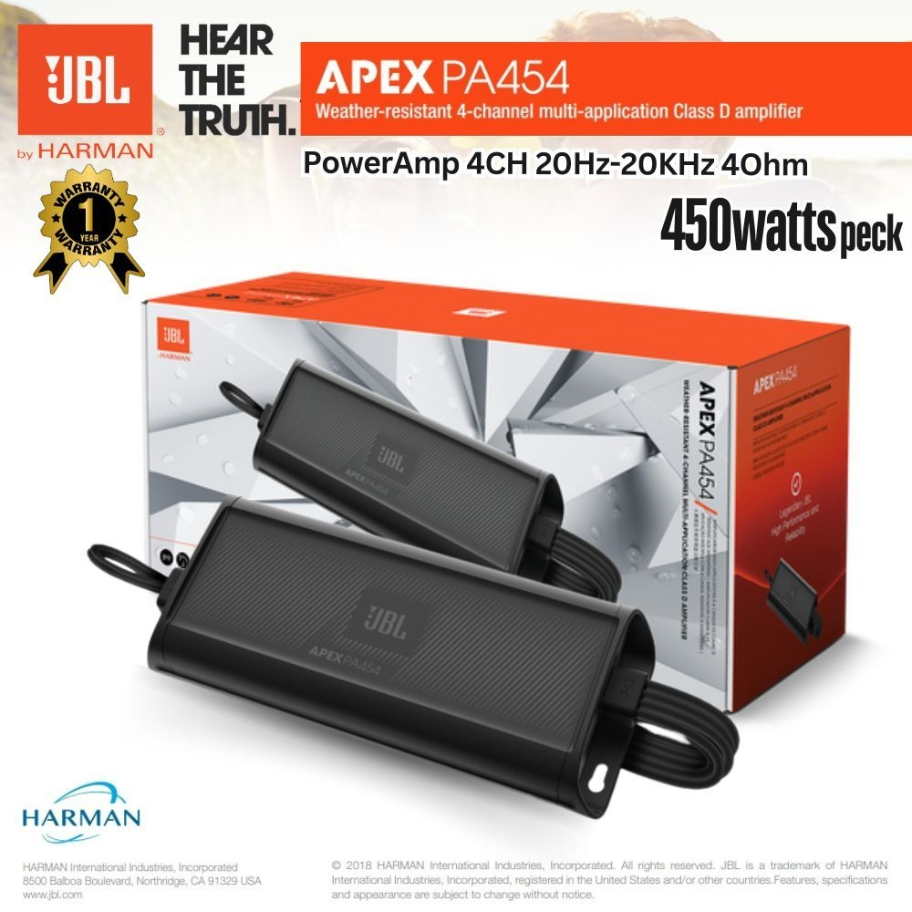 JBL APEX-PA454 POWER AMP 4CH แอมพลิฟายเออร์ Club A754 4 แชนเนลให้กำลัง 75 วัตต์ RMS