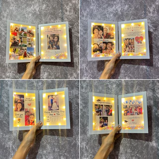 (พร้อมส่งจัดส่งถึงไวกว่าที่แจ้งในระบบ)กรอบพับ กรอบบานคู่โฟม+ไฟ กรอบรูปคู่ กรอบเขย่า กรอบบานพับโฟม มีไฟ 4x6/5x7/6x8/A4🎁