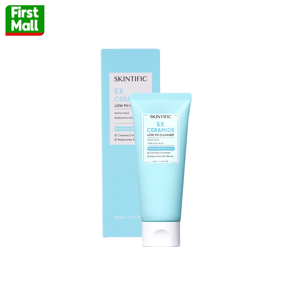 SKINTIFIC 5X Ceramide Low PH Cleanser ( หลอด 80 ml ) คลีนเซอร์ โฟมล้างหน้า คลีนซิ่ง