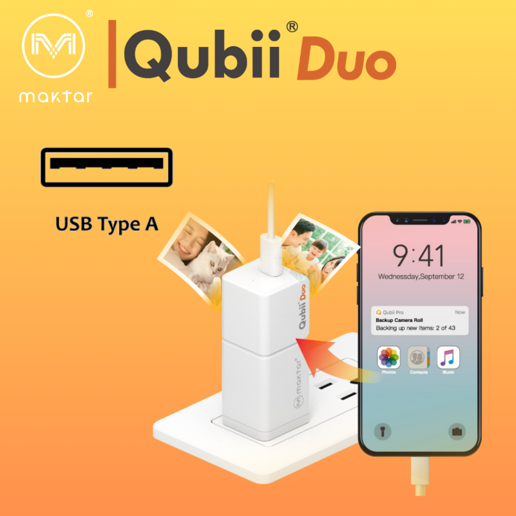 Qubii Duo USB-A แฟลชไดร์ฟ เก็บข้อมูล, ตัวจัดเก็บข้อมูล Back up, สำรองข้อมูลอัตโนมัติ สำหรับมือถือ iP