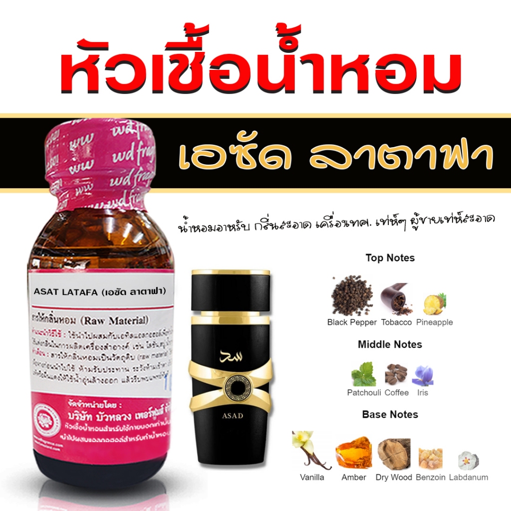 หัวเชื้อน้ำหอม 100% กลิ่น เอซัดลาตาฟา น้ำหอมผู้ชาย น้ำหอม นำเข้าจากฝรั่งเศษ ติดทนยาวนาน ความเข้มข้นสูง