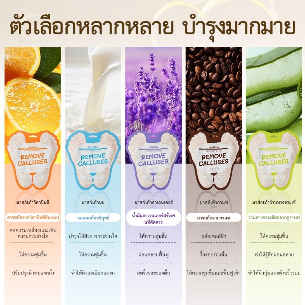 LANBENA มาร์คเท้าวิตามินซี ลอกเซลล์ผิว ขจัดผิวตาย ฟื้นฟูเท้าแตก ลดเชื้อรา ให้ความชุ่มชื้น ของแท้ 100% ส่งฟรี thumbnail 3