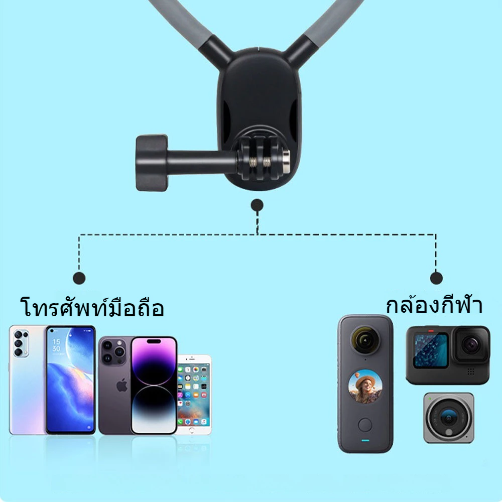 U shape Neck Holder Bracket คล้องคอ สำหรับ สมาร์ทโฟน กล้องแอคชั่น น้ำหนักเบา พกพาสะดวก มือว่าง ถ่ายวิดีโอได้สะดวกซิลิโคน thumbnail 7