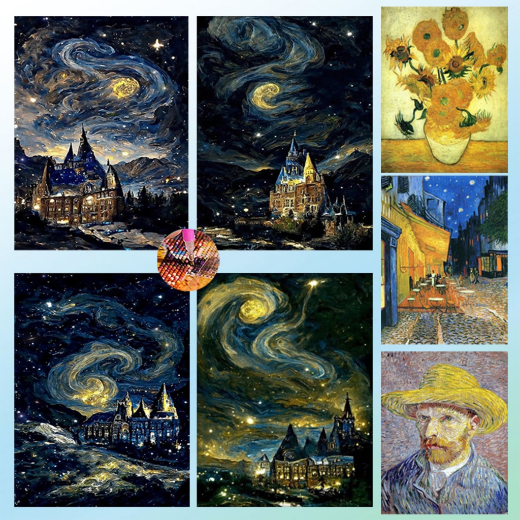 Diamond Painting 5D DIY Van Gogh ศิลปะ แวนโก๊ะII ครอสติสคริสตัล 5 มิติภาพติดเพชร ฝึกสมาธิ WxH 30x40