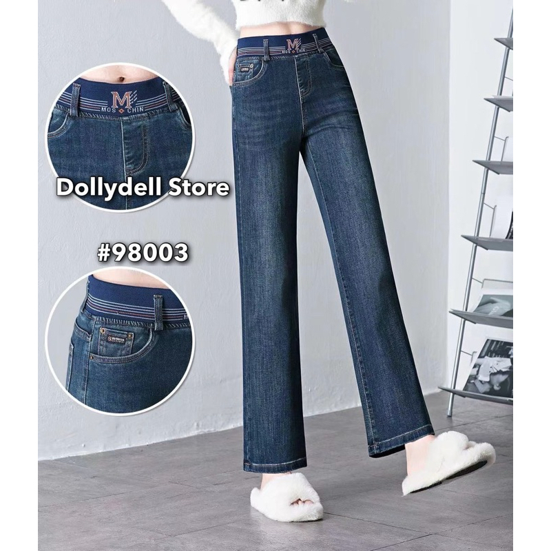 98003 กางเกงยีนส์ทรงตรงเอวยางยืดๆได้ตามตัว งานDolly Dell