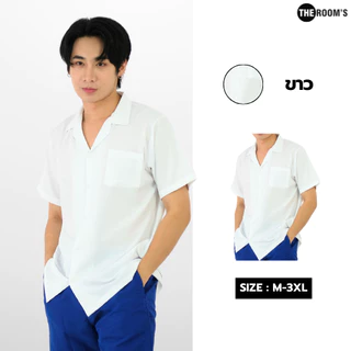 THE ROOM'S - เดอะรูม เสื้อฮาวาย แขนสั้น ไม่ต้องรีด ธีมสีเอิร์ทโทน