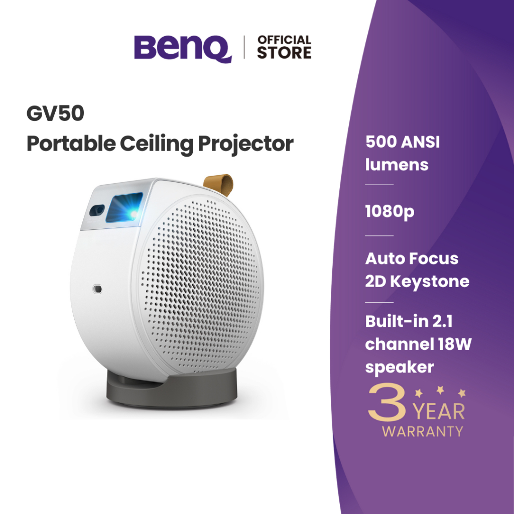 BenQ GV50 1080p 500lm Laser Portable Projector with Google TV (โปรเจคเตอร์พกพา wifi)