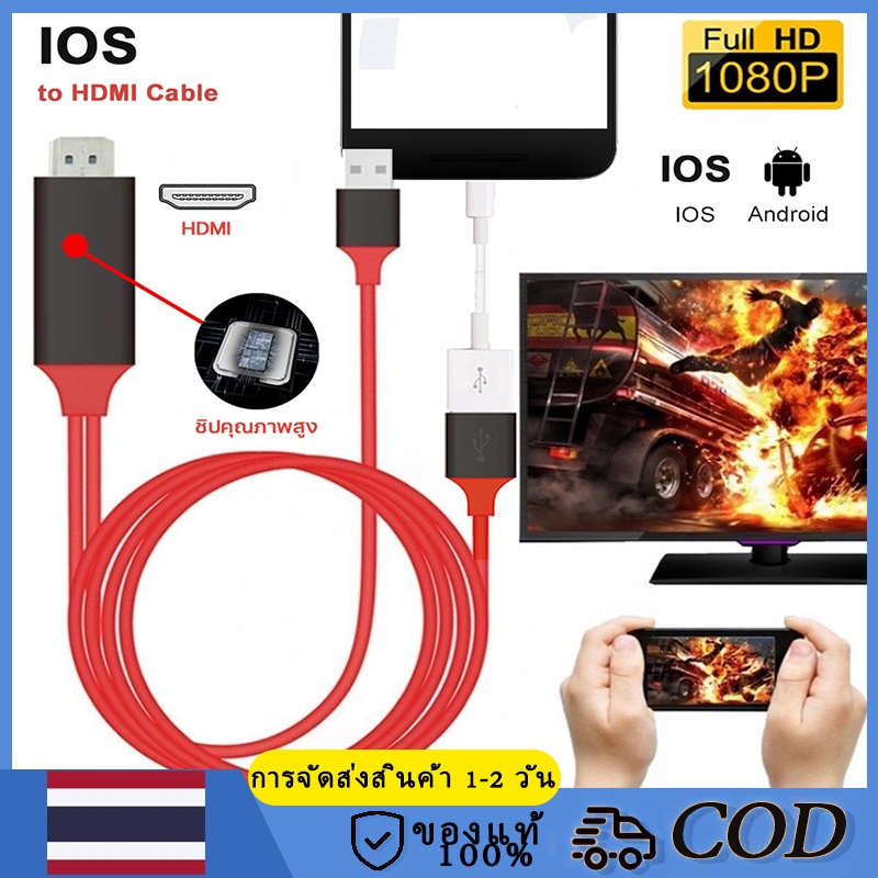 สาย HDMI 3in1HDMI Cable สายต่อจากมือถือเข้าทีวี Mobile Phone HDTV For ios/Android/Type-C Phone To HD