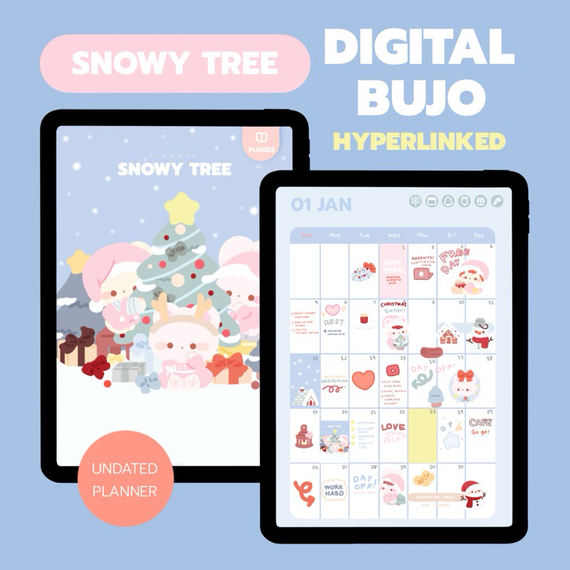 Planner 2025, แพลนเนอร์ 2025, Undated Planner, Snowy Tree