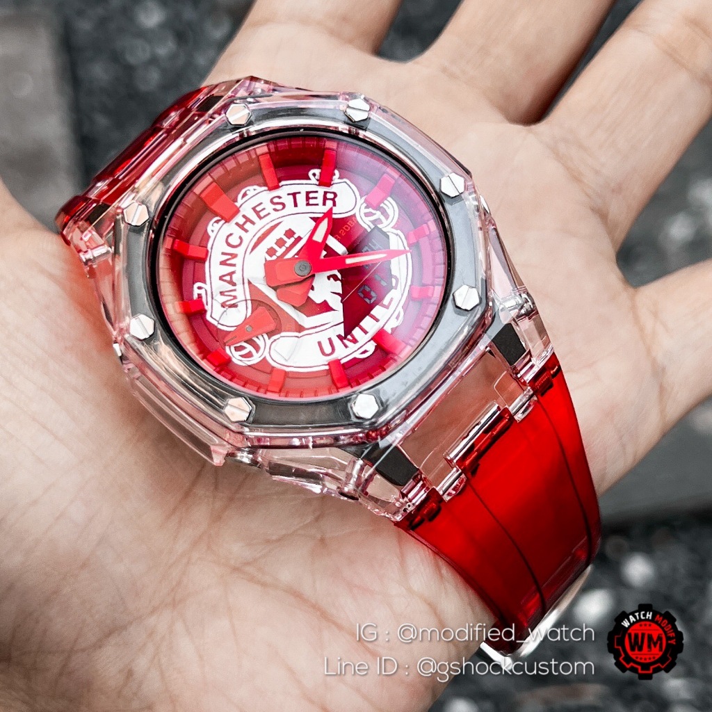 G-SHOCK Customized Ga-2100 Manchester United Crystal Jelly Red Army