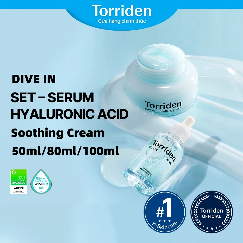 ของแท้ %Torriden DIVE IN Hyaluronic Acid Serum 50 ml / Soothing Cream 80.100ml / เซรั่มไฮยาลูโรนิกบำรุงความชุ่มชื้น
