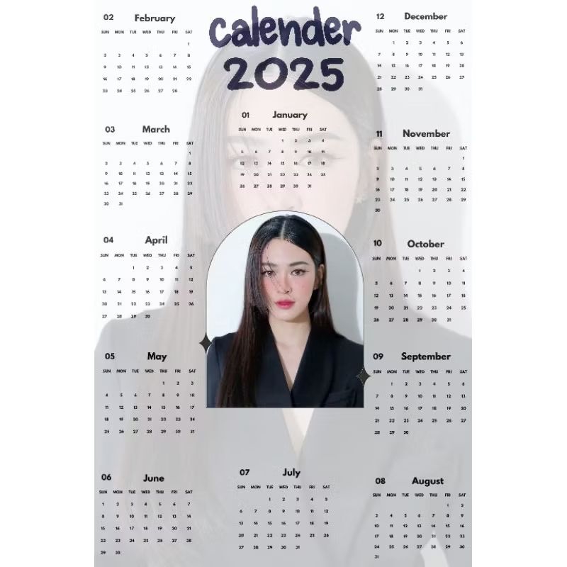 ปฏิทินโปสเตอร์ ปฏิทิน calender 2025 ขนาด A3 แบบสั่งทำ เปลี่ยนรูป เปลี่ยนลายน้ำพื้นหลังได้