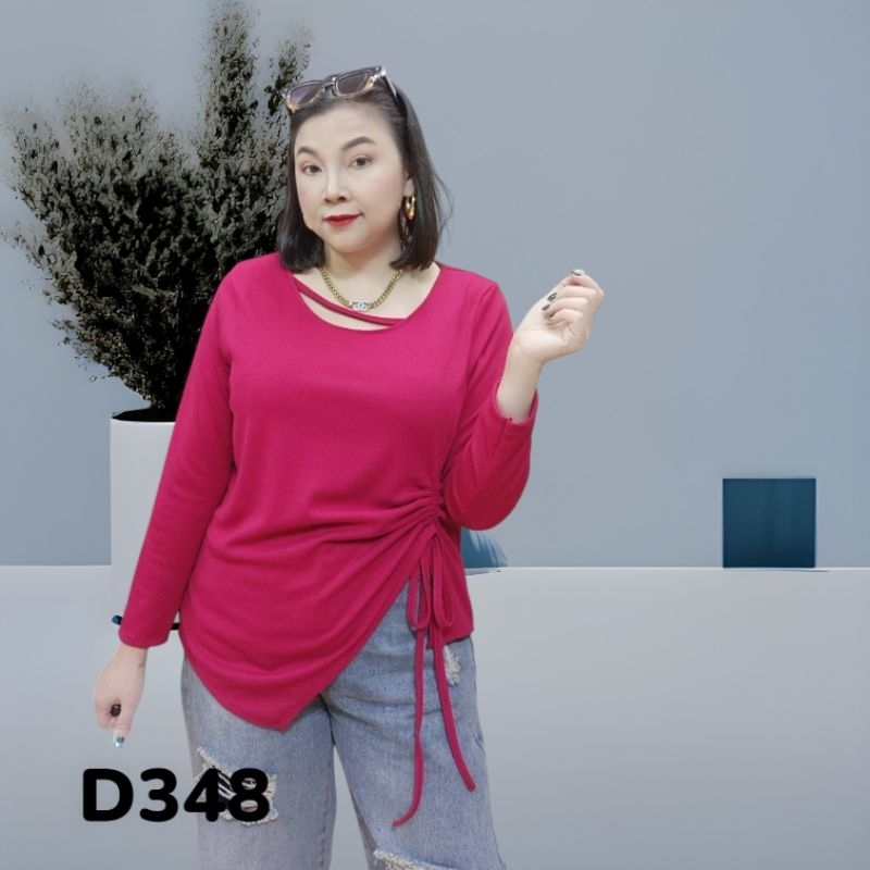 D348 New เสื้อรูดข้าง ผ้ายืดร่อง แขน 7 ส่วน สินค้ามาใหม่ ขายดี มี 2 ไซส์ 11 สี ผู้หญิง