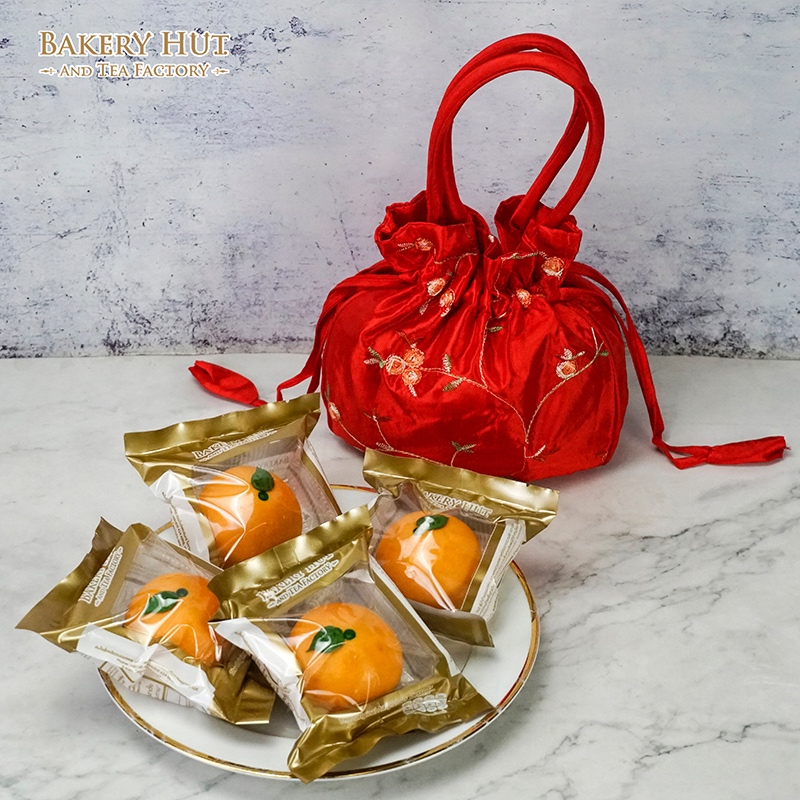 LYC05 ถุงดอกเหมยใหญ่ | ขนมมงคลส้มแมนดาริน 4 ชิ้นใหญ่ สูตรต้นตำรับ | ขนมไหว้ตรุษจีน | Bakery Hut