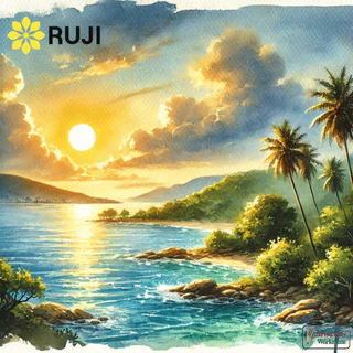 RUJI สีน้ำตลับ พกพา Japanese Design สีน้ำก้อน คุณภาพเยี่ยม Traveller Water Colour Set MAIRTINI BRILLIANT RAYS รุจิ